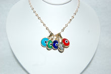 Load image into Gallery viewer, Handmade Evil Eye Glass and 14K Yellow Gold Charm