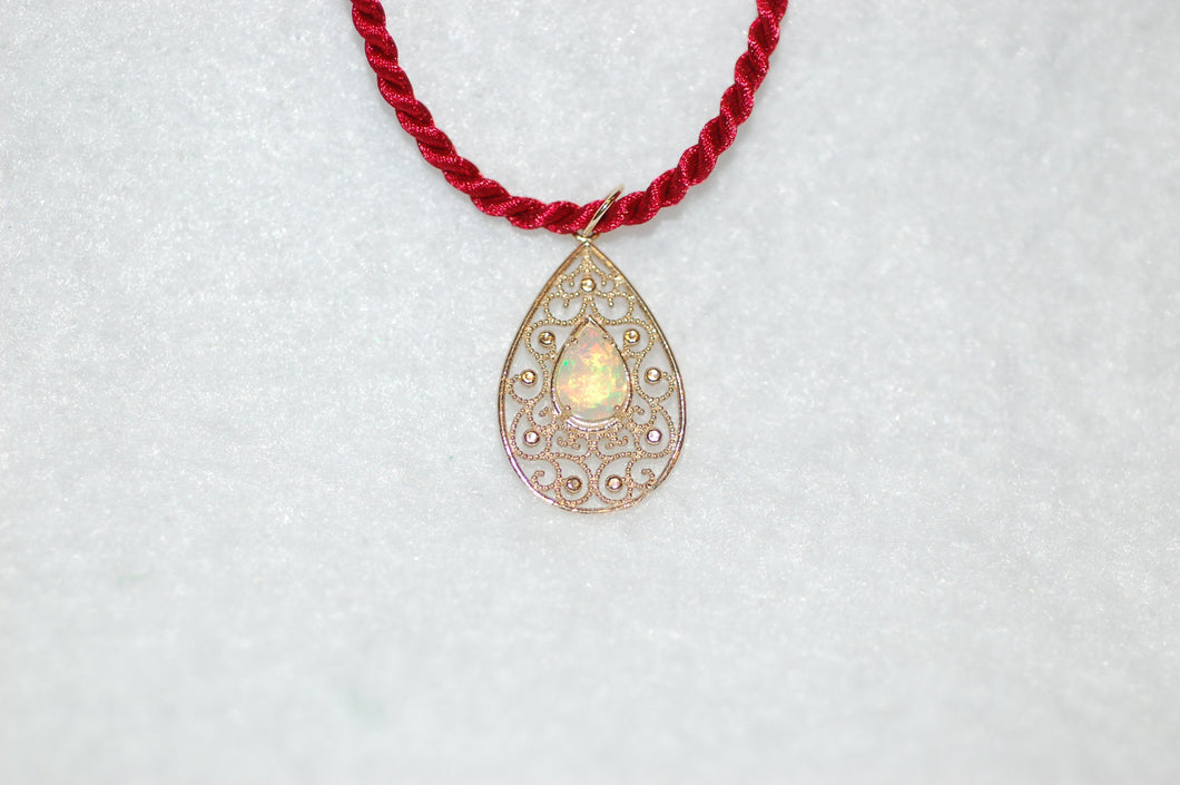 Opal Gold Filigree Necklace
