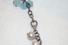 Load image into Gallery viewer, Baroque Pearl and Rough Aquamarine Bead Fringe Necklace