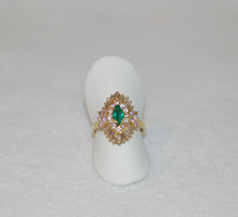 Load image into Gallery viewer, Emerald Marquis and Diamond Ring