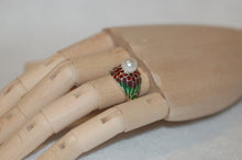 Load image into Gallery viewer, Pearl Plique a Jour Enamel Silver Ring