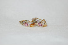 Load image into Gallery viewer, Tourmaline and Diamond J Hoop Earrings