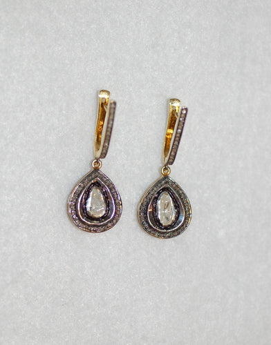 Large Diamond Tear Drop Earrings