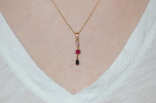 Load image into Gallery viewer, Ruby Heart, Sapphire and Diamond Heart Gold Necklace
