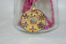 Load image into Gallery viewer, Diamond and Ruby Flowers Disk Pendant