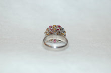 Load image into Gallery viewer, Ruby and Fancy Sapphire Cluster Cocktail Ring