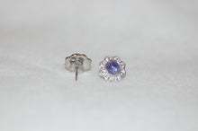 Load image into Gallery viewer, Tanzanite Cabochon Swirl Stud Earrings
