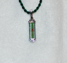 Load image into Gallery viewer, Green Tourmaline and Diamond Bar Pendant