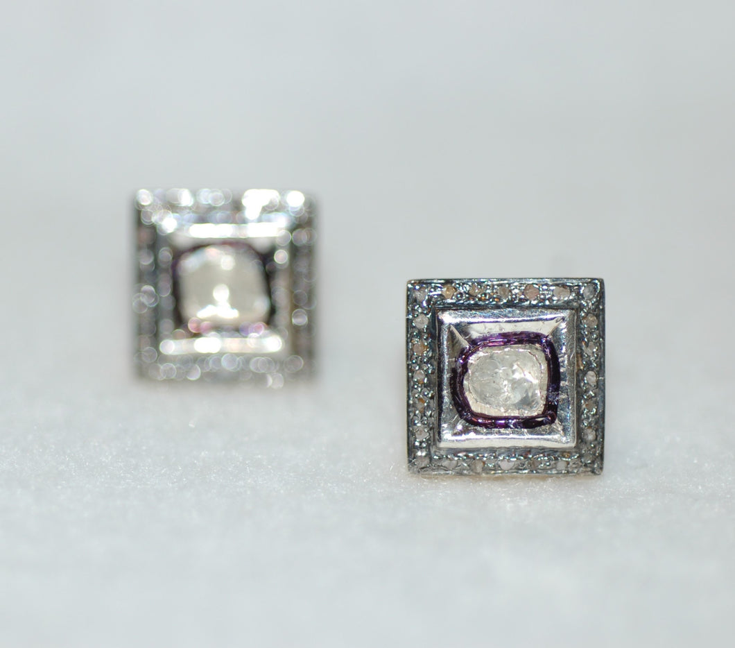 Geometric Diamond Stud Earrings