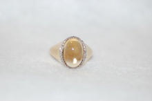 Load image into Gallery viewer, Citrine Cabochon and Diamond Signet Style Ring