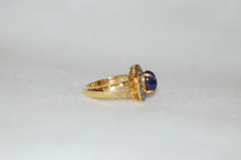 Load image into Gallery viewer, Sapphire Cabochon and Diamond Gilded Age Style Ring