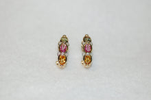 Load image into Gallery viewer, Tourmaline and Diamond J Hoop Earrings