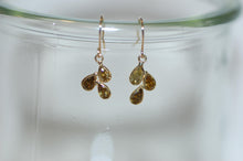 Load image into Gallery viewer, Fancy Color Diamonds Freeform Three Tear Drop Hanging Gold Earrings