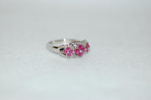 Load image into Gallery viewer, Three Ruby Flower Ring