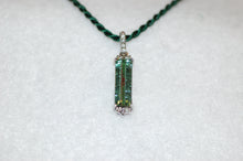 Load image into Gallery viewer, Green Tourmaline and Diamond Bar Pendant