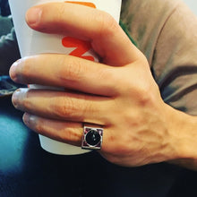 Load image into Gallery viewer, Tourmaline and Onyx Signet Ring