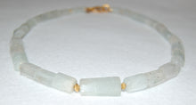 Load image into Gallery viewer, Greek Aquamarine and Gold Bead Station Necklace