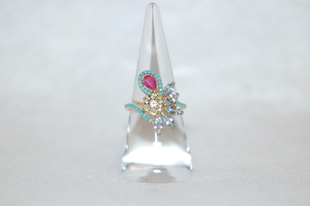Gemstone Fan Cocktail Ring