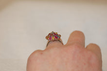 Load image into Gallery viewer, Ruby and Fancy Sapphire Cluster Cocktail Ring
