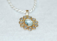 Load image into Gallery viewer, Aquamarine and Diamond Stained Glass Necklace