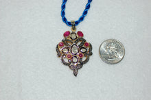 Load image into Gallery viewer, Ruby and Diamond Scroll Shield Pendant