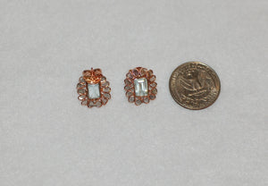 Aquamarine and Diamond Stained Glass Earrings