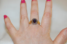 Load image into Gallery viewer, Sapphire Cabochon and Diamond Gilded Age Style Ring