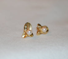 Load image into Gallery viewer, Iris Pearl and Diamond Accent Earrings