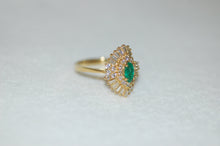 Load image into Gallery viewer, Emerald Marquis and Diamond Ring