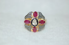 Load image into Gallery viewer, Ruby and Diamond Antique Style Maltese Cross Ring