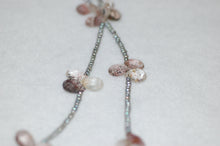 Load image into Gallery viewer, Moss Amethyst and Seed Pearl Petal Necklace