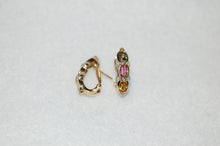 Load image into Gallery viewer, Tourmaline and Diamond J Hoop Earrings