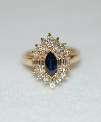 Marquis Sapphire and Diamond All Around Ring