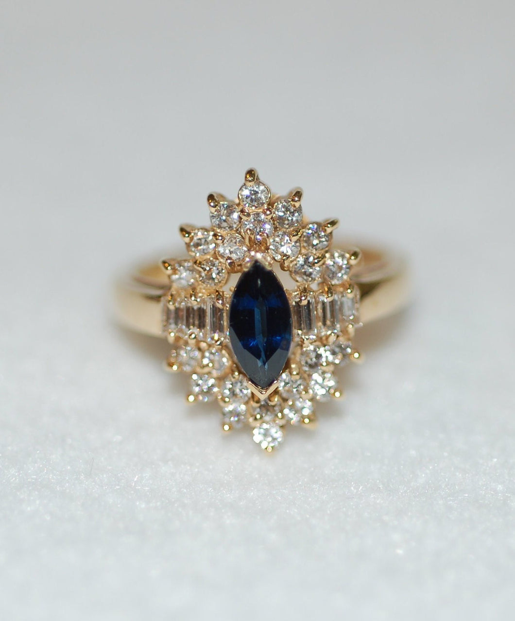 Marquis Sapphire and Diamond All Around Ring