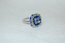 Load image into Gallery viewer, Blue Diamond Domino Enamel Ring