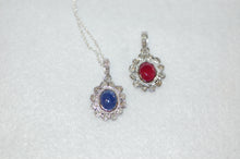 Load image into Gallery viewer, Diamond and Gemstone Cabochon Flower Pendant