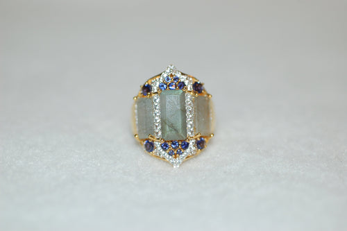 Double Crown Gemstone Ring