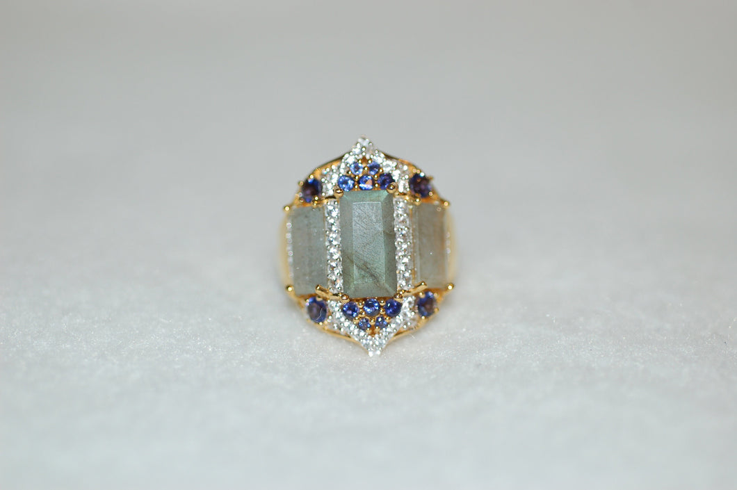 Double Crown Gemstone Ring