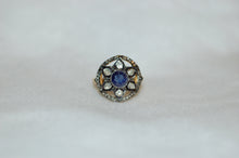 Load image into Gallery viewer, Sapphire and Diamond Starburst Antique Style Ring