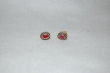 Load image into Gallery viewer, Ruby and Diamond Hallo Stud Earrings