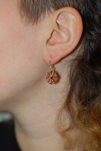 Multi Color Gemstone Flower Hanging Earrings