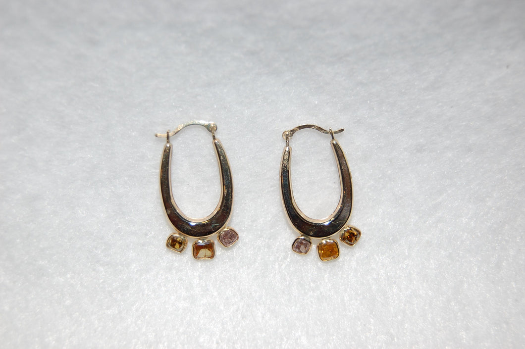 Fancy Diamonds Hoop Earrings