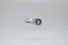 Load image into Gallery viewer, Tahitian and Diamond Fan Platinum Ring