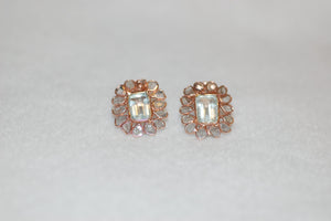 Aquamarine and Diamond Stained Glass Earrings
