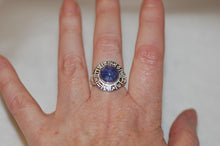 Load image into Gallery viewer, Tanzanite Cabochon Zodiac Ring