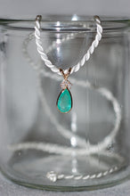 Load image into Gallery viewer, Emerald and Diamond Teardrop Gold Pendant