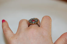 Load image into Gallery viewer, Ruby and Diamond Pave Antique Style Flower Ring