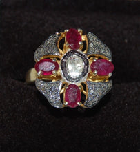 Load image into Gallery viewer, Ruby and Diamond Antique Style Maltese Cross Ring