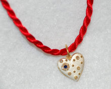 Load image into Gallery viewer, Sapphire and Diamond Heart Starburst Pendant