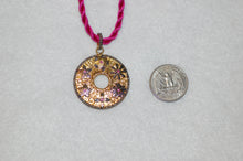 Load image into Gallery viewer, Diamond and Ruby Flowers Disk Pendant